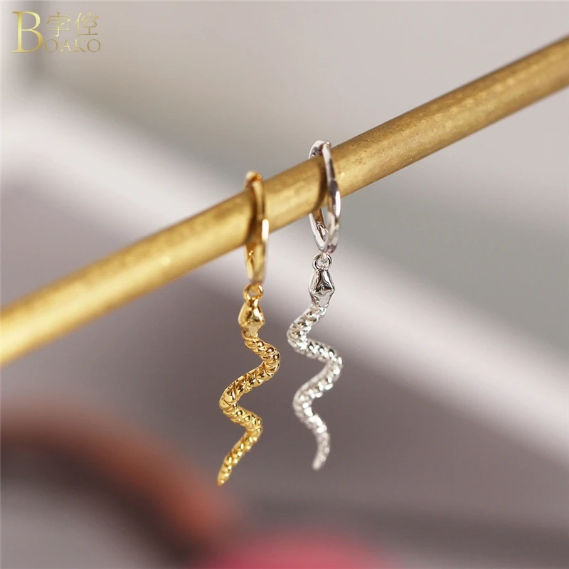 

S925 Sterling Silver Pendientes Drop Earrings For Woman Engagement Valentine's Day Animal Snake Shape Hanging Earring Jewelry