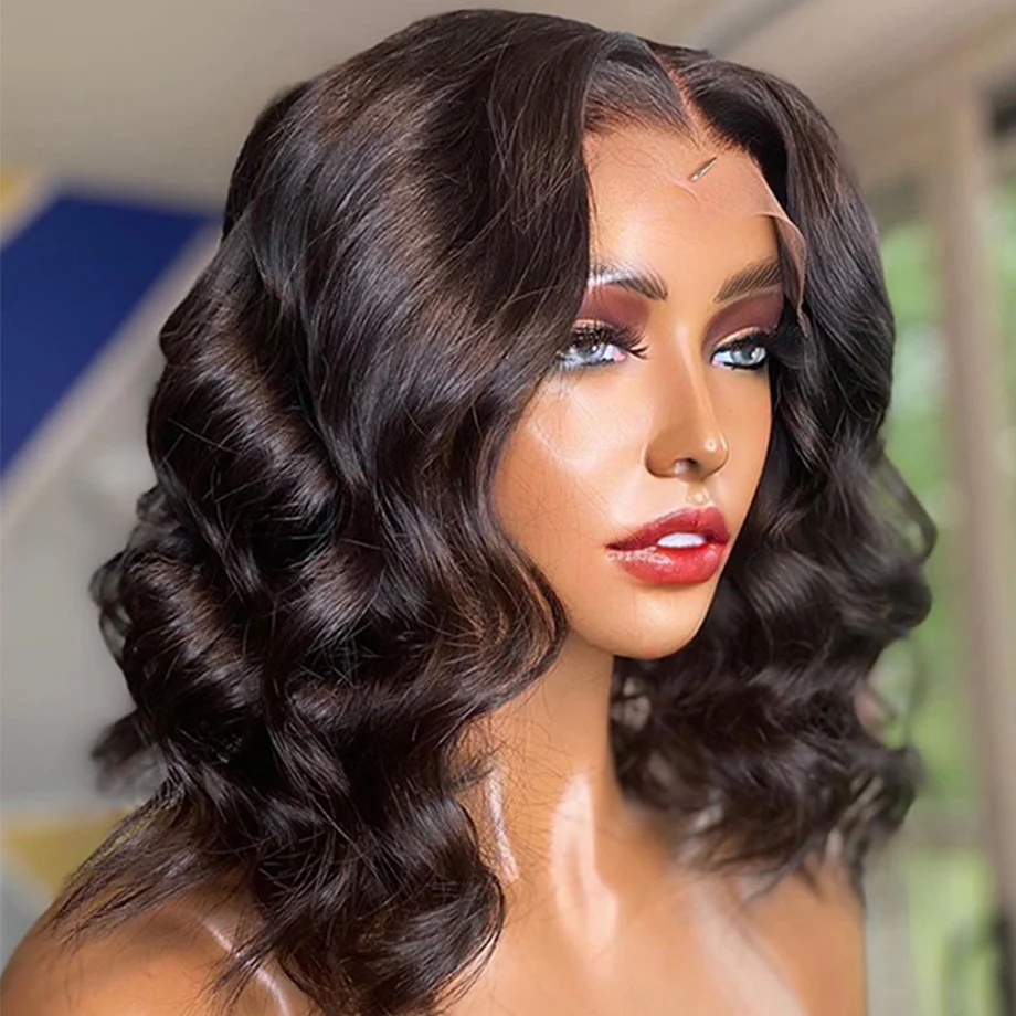 

Short Bob Wig Loose Body Wave Lace Front Human Hair Wigs for Black Women T Part Lace Frontal Wig Human Hair Ocean Wave Bob Wigs