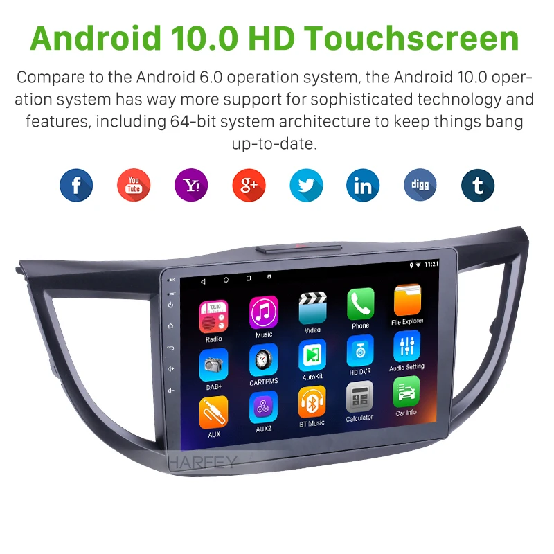 GPS навигатор Harfey 2din Android 10 0 для 2011 2015 Honda CRV пульт дистанционного управления Bluetooth