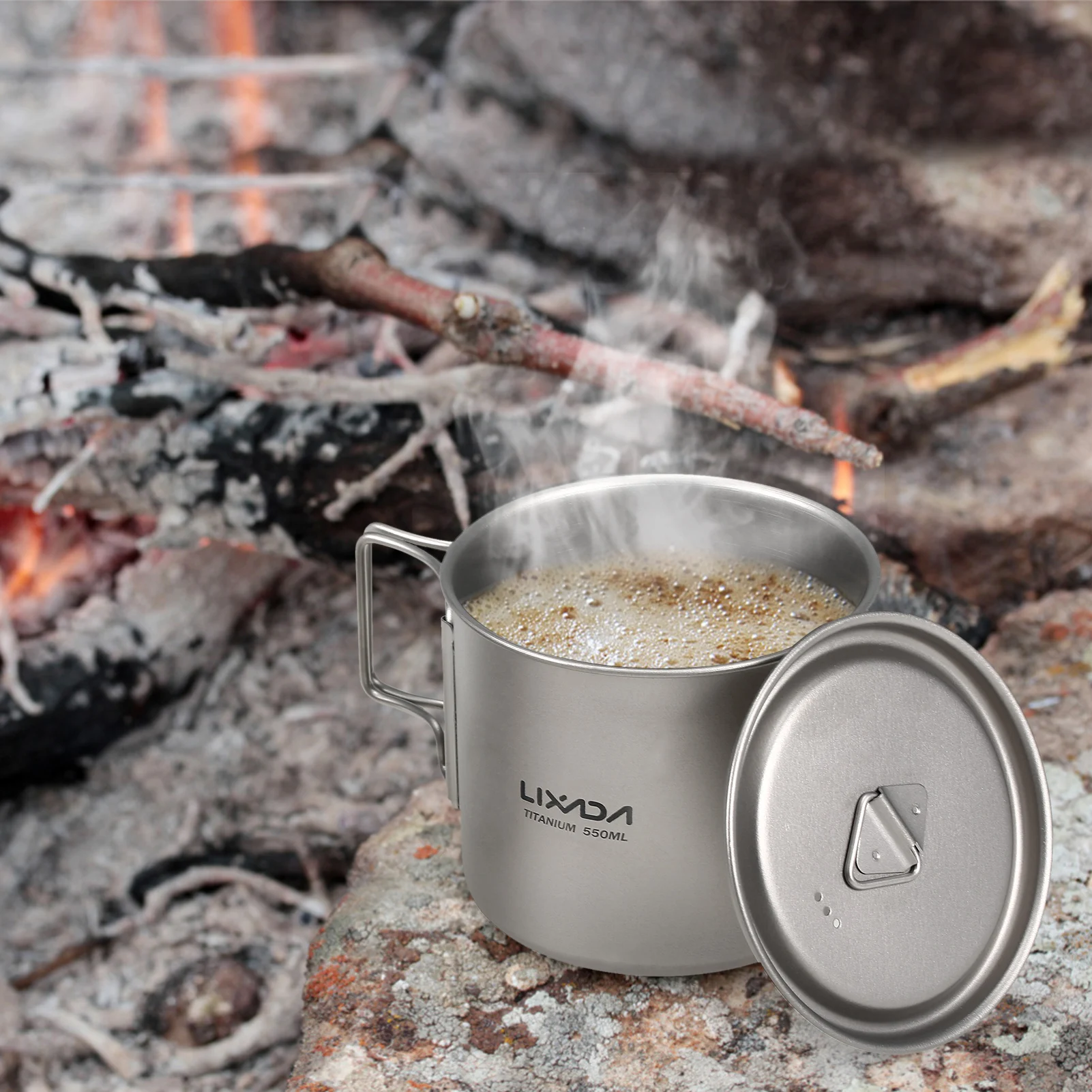 Lixada Ультралегкая титановая чашка для улицы портативный набор из 2 предметов