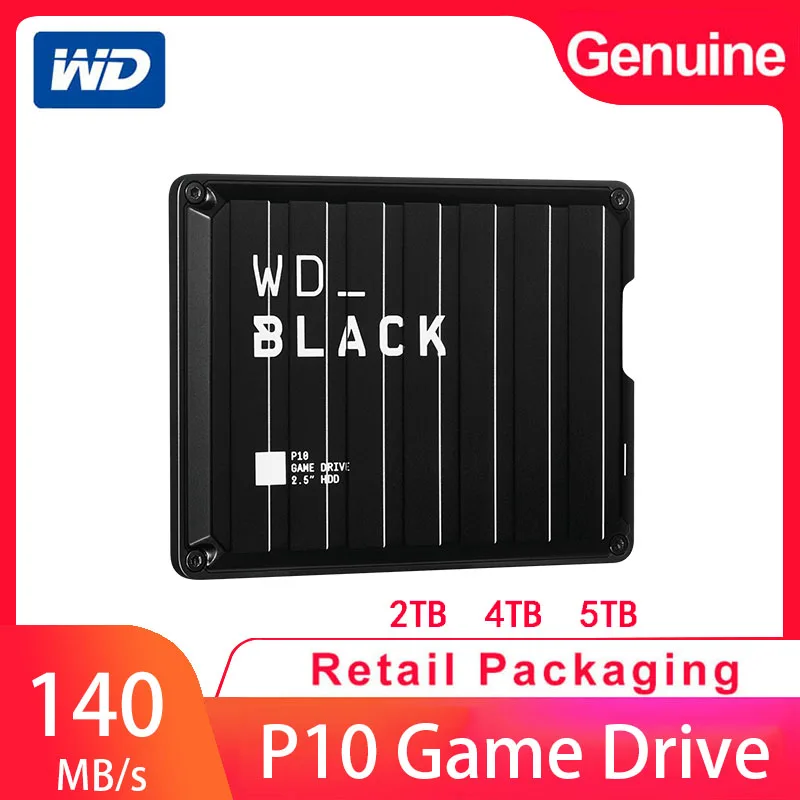 Western Digital WD Black 2TB 4TB 5TB P10 Game Drive Compatible With PS4, Xbox One, PC, Mac Black 2.5