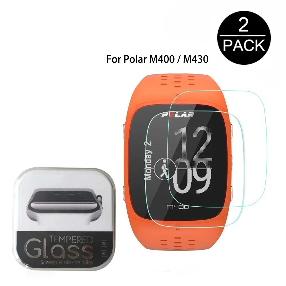 

2PACK For Polar M430 M400 GPS Running Watch Glass Film for Polar Smartwatch 0.3mm 2.5D 9H Clear Tempered Glass Screen Protector