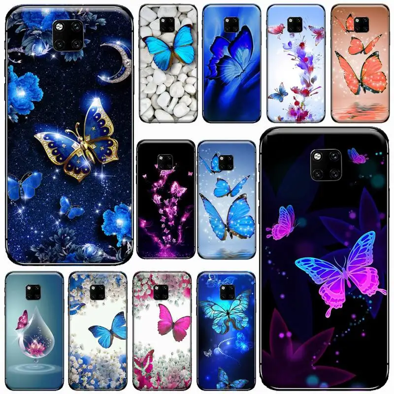 

Beautiful butterfly colorful flower Phone Case For Huawei Mate 9 10 20 Pro lite 20x nova 3e P10 plus P20 Pro Honor10 lite