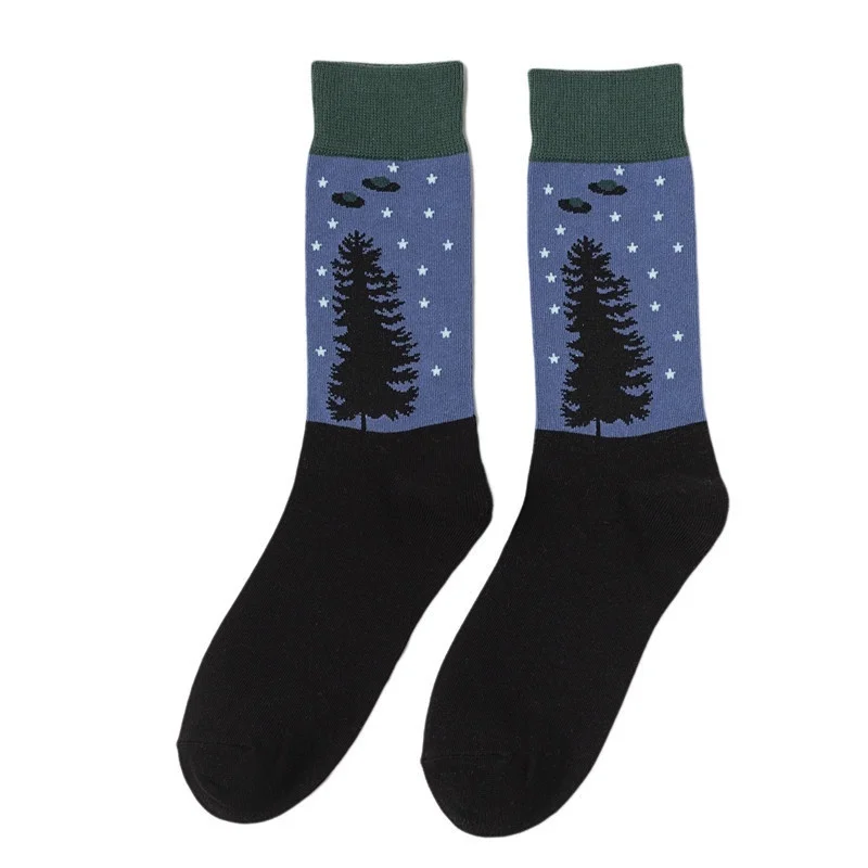 

CHAOZHU Men's Fashion Socks Long Skateboard EU Cool Boys Male Hip Hop Jacquard Crew Fancies Sox 14 Patterns