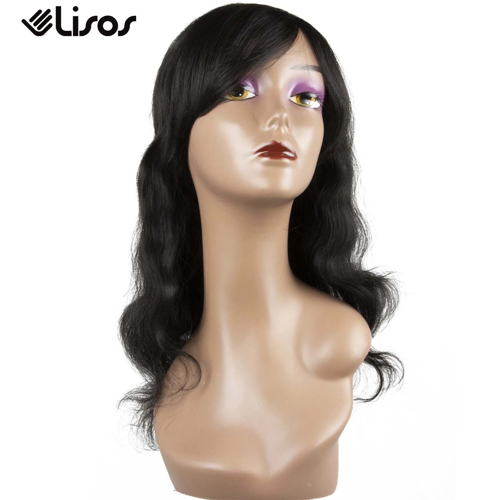 

Shoulder Length Vietnamese Nature Body Wave Flip In Side Swept Fringe Wig 100% Human Hair Wavy Wigs with Bangs for Black Women