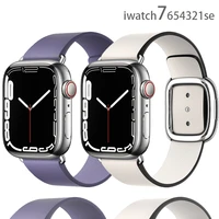 leather strap for apple watch band 45mm 41mm 44mm 40mm 42mm 38mm modern style buckle leather bracelet iwatch series se 6 7 band