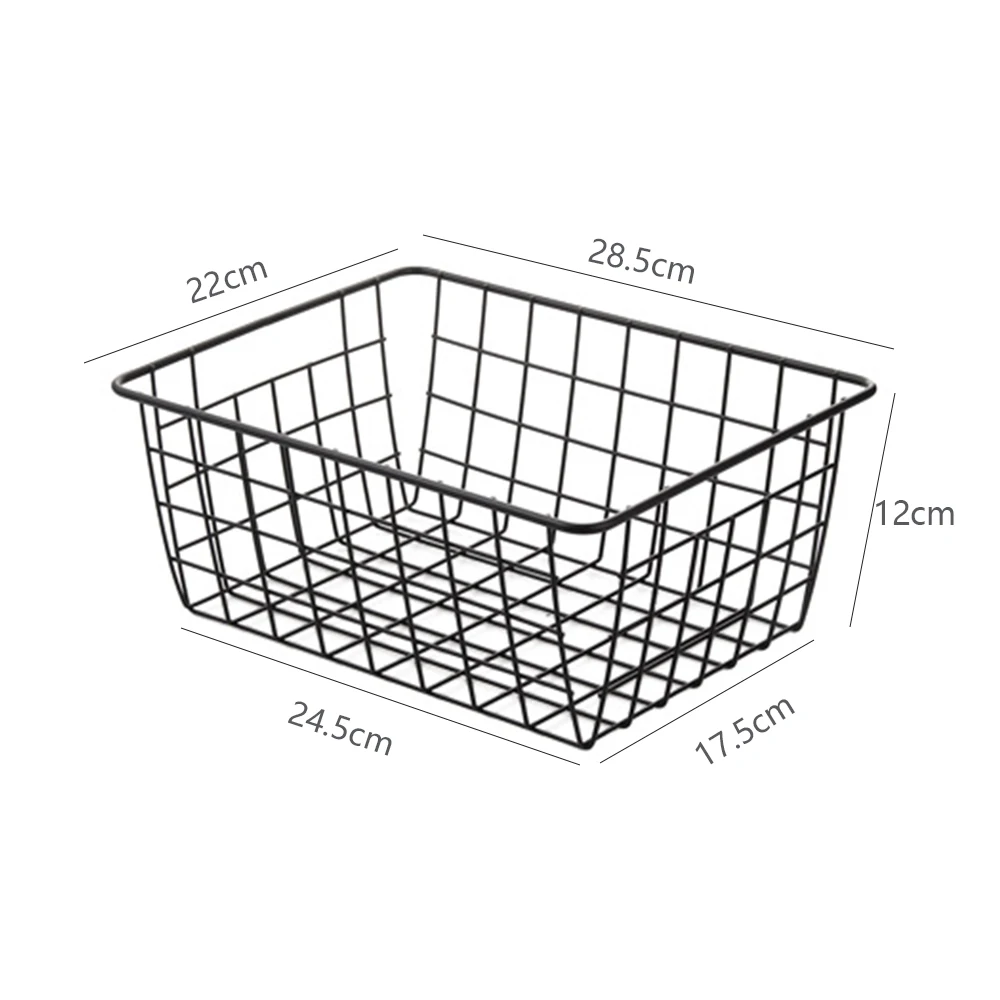 

Nordic Style Iron Storage Basket Bread Snack Fruit Basket Household Organizer Holder Bathroom Kitchen Sundries Storage Container