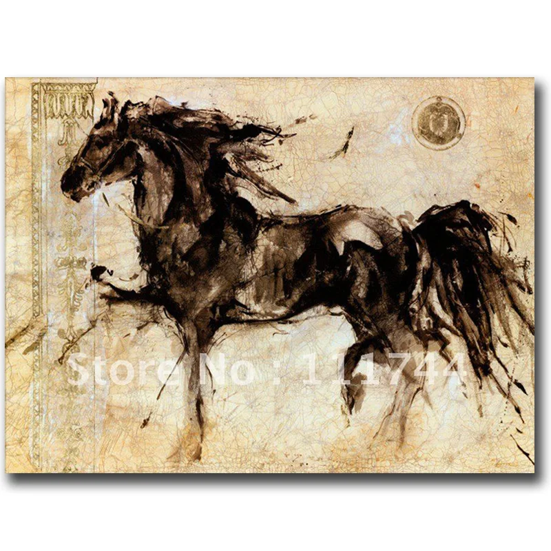 Картина маслом Lepa Zena horse современное искусство абстрактная черная коричневая