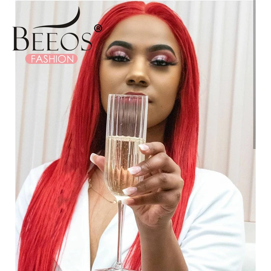

13x6 Red Straight Lace Front Human Hair Wigs Colored Red Human Hair Wig Deep Part Lace Frontal Wig Pre Plucked Bleached Knots