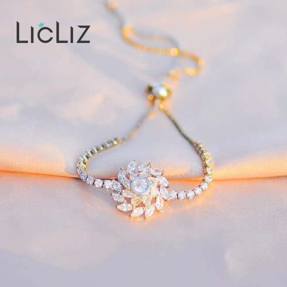 Модный Роскошный большой Вихревой цветок LicLiz регулируемые браслеты для женщин