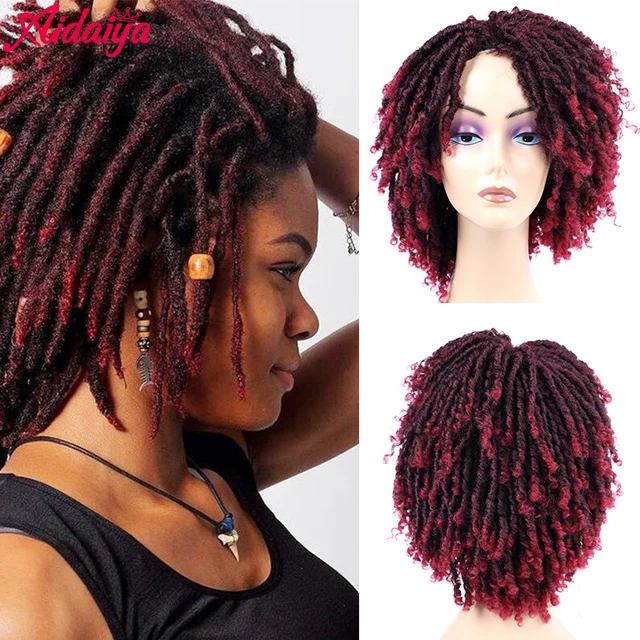 

Aidaiya Synthetic Dreadlock Curly Wig Omber Natural Short Wigs For Women & Men 6" Crochet Twist Braids Wig