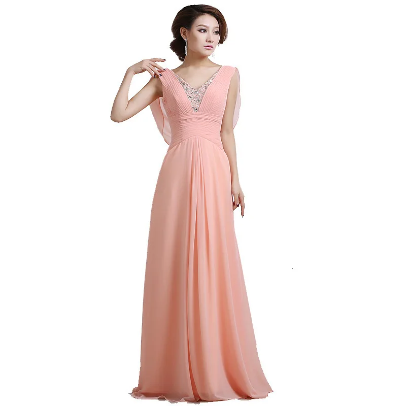 Graceful Pink Long Evening Dresses Prom Dresses Zipper Back Sheer Neck Beaded Formal Evening Gowns Special Occasion Dresses