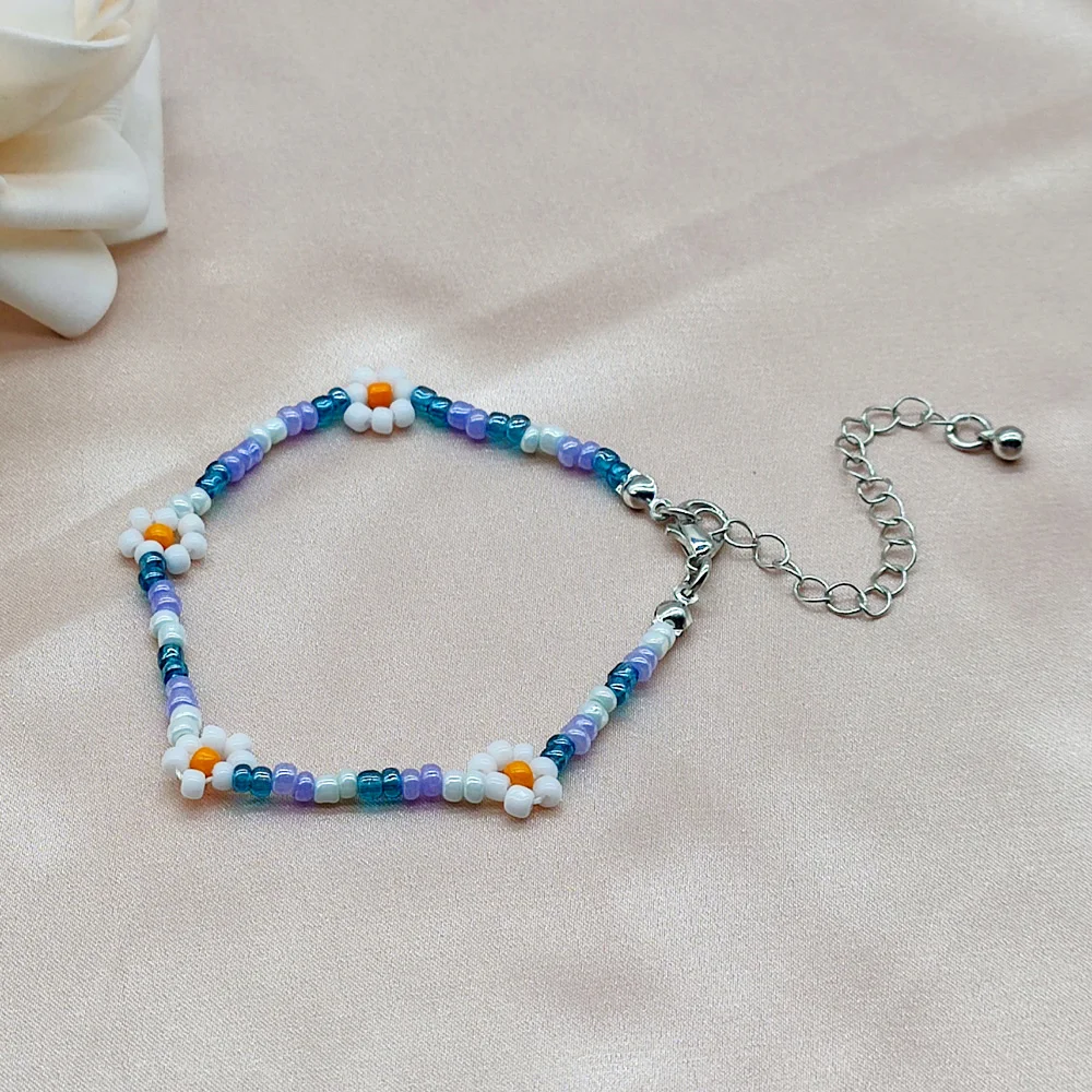 Корейский браслет Wgoud с бусинами маргаритками и цветами новый милый богемный