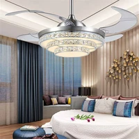 42 inch modern crystal ceiling fan light luxury decorative bedroom ceiling fan lamp 4 fan blade remote control ventilador fans