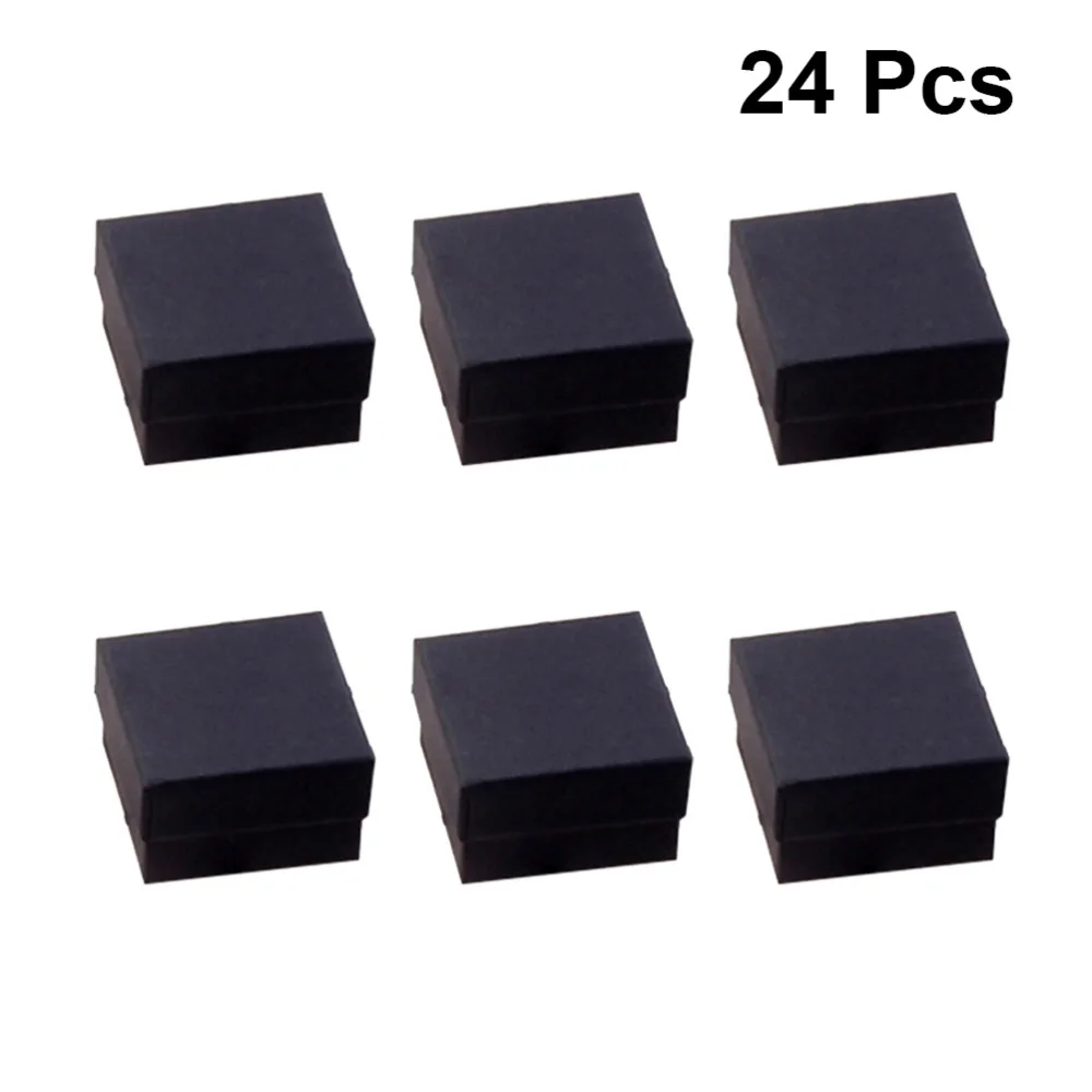

24pcs Kraft Paper Jewelry Storage Box Jewelry Packaing Box for Earring Necklace Ear Stud (Black with)