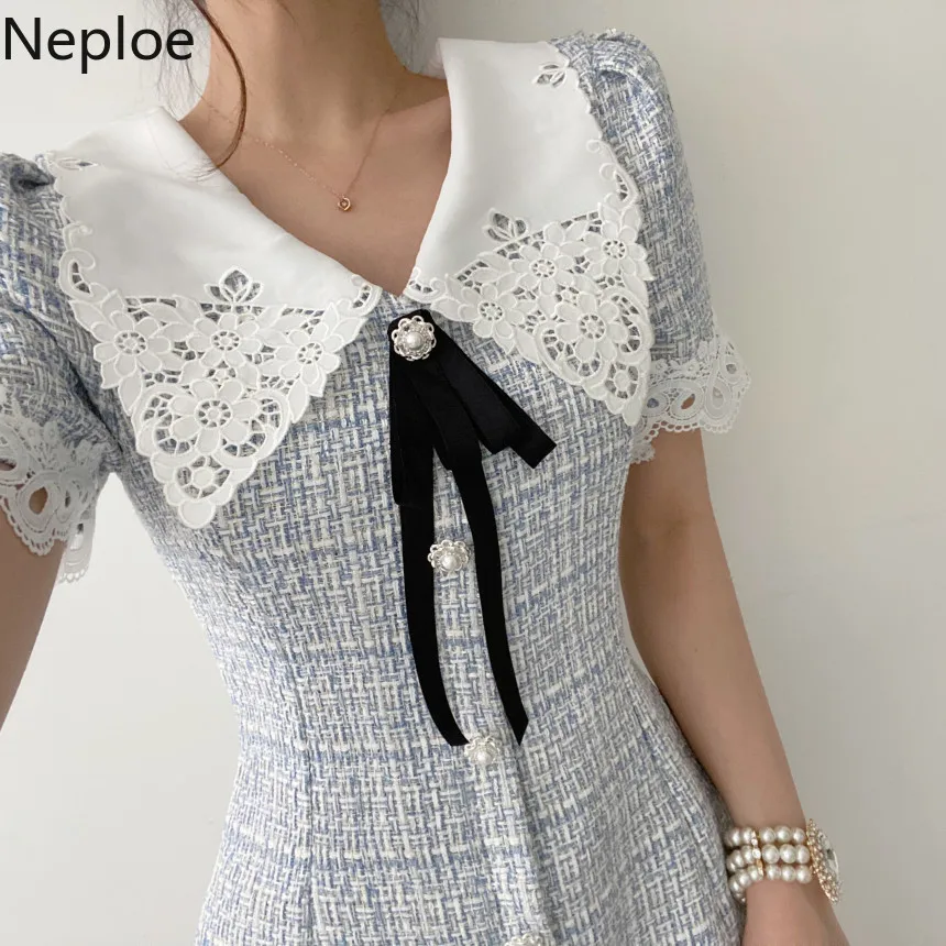 

Neploe Woman Dresses Summer Robe Plaid Party Vestidos Feminino Korean Clothes Vintage Dress Fashion Temperament Dress for Women