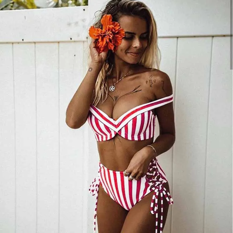 Сексуальное бикини с высокой талией 2019 купальник для женщин пуш-ап бандо набор