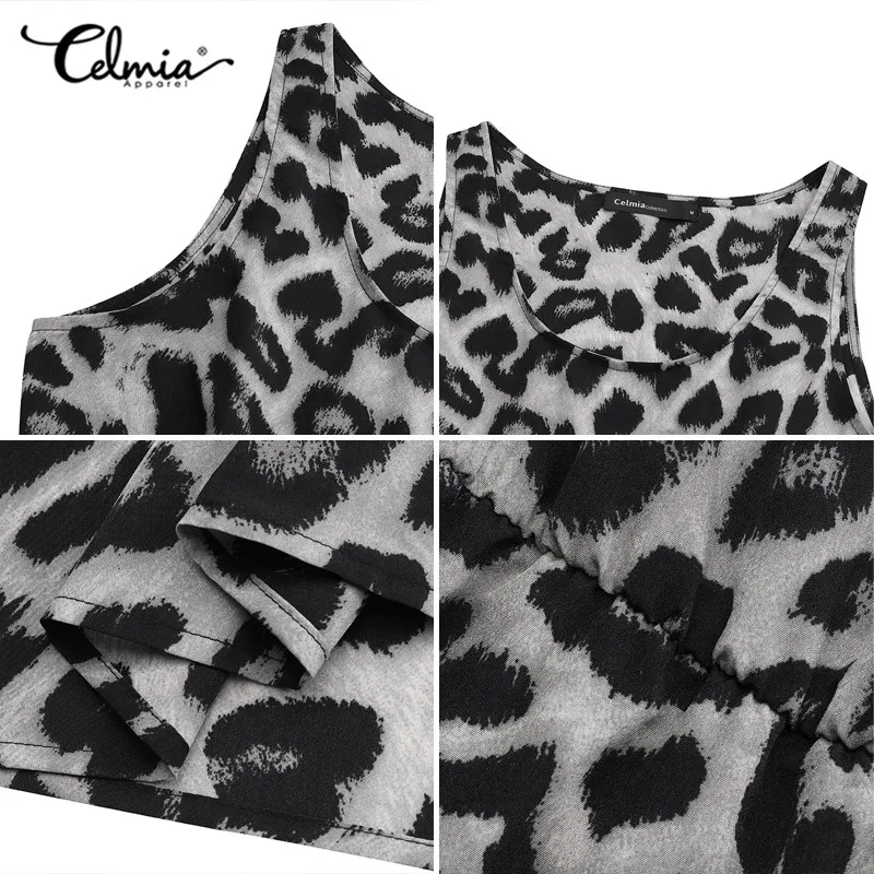 Летнее вечернее платье женское богемное с леопардовым принтом Vestidos Celmia 2022