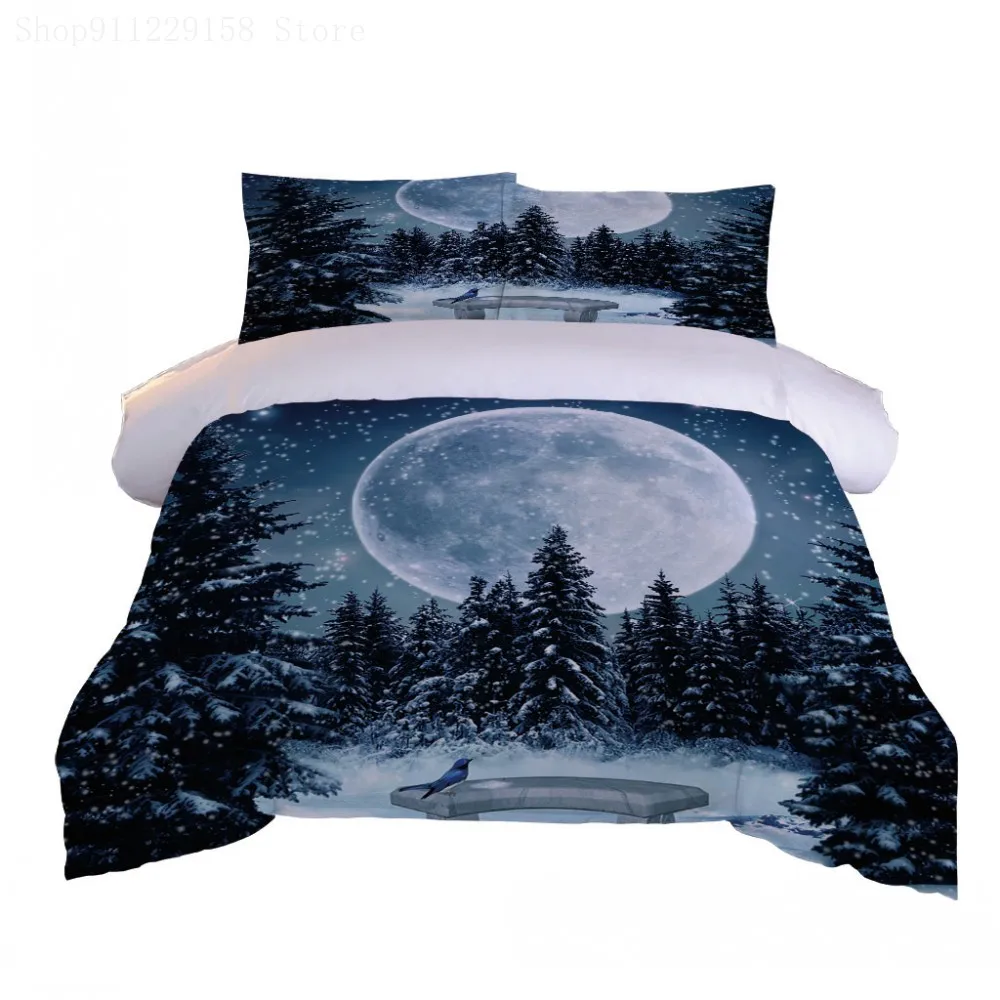 

Home Textiles Snow and Earth Duvet Cover Dark blue Comforter 3PCS Bedding Set Single Double Queen King Size Soft Quilt Cover