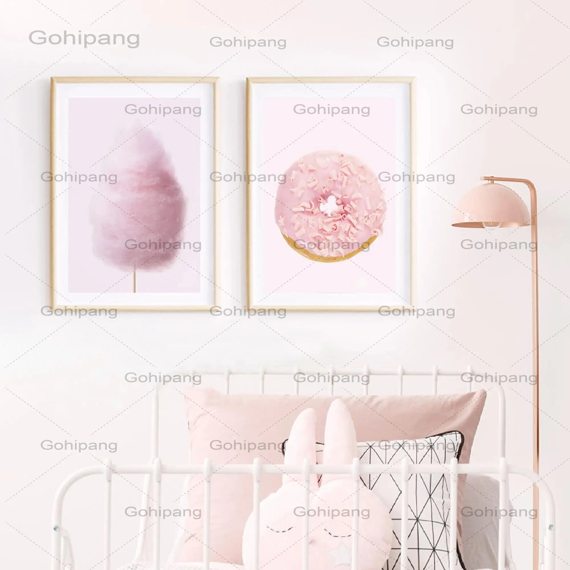 Розовый пончик плакат для детской декорации пастельный розовый хлопок конфетные