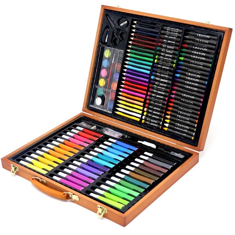 KIDDYCOLOR 150 Piece Deluxe Art Creativity Set for Kids with Plastic Art Case christmas gift 