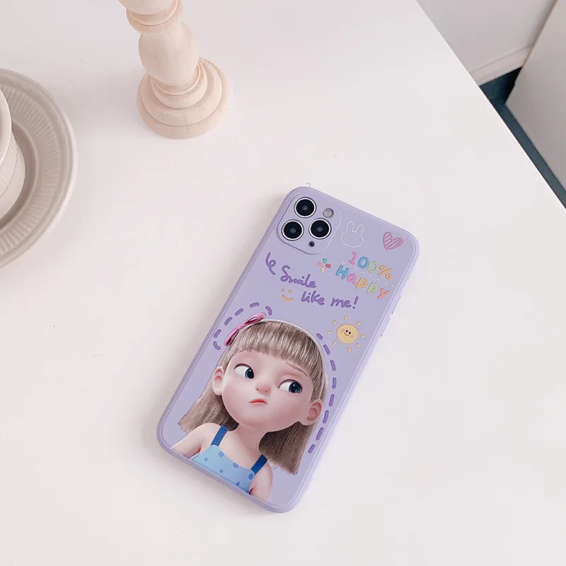 

Cartoon Cute Girl IPhone11ProMax/12Mini/XR/XS/X/8/7 All-inclusive Anti-drop Liquid Silicone Mobile Phone Case Wholesale
