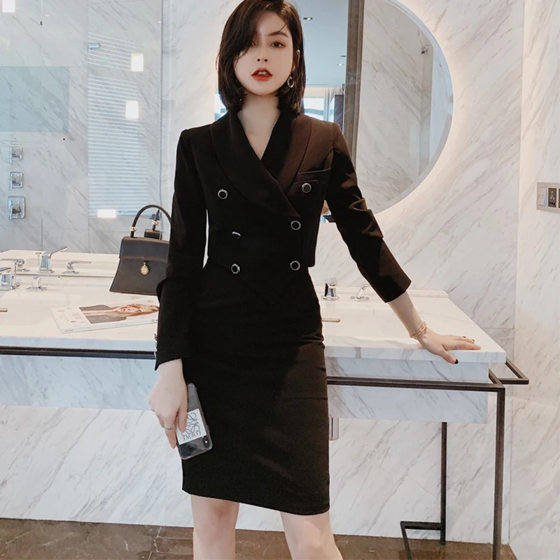 2021 элегантные женские осенние длинный рукав короткая юбка Женский комплект 2 шт.