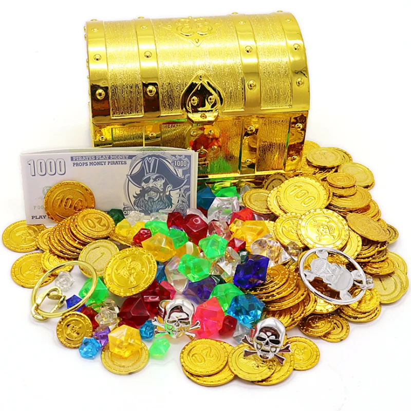 Money Banking Toys Pirate Treasure Chest Child Treasure Chest Coin Toy Play Money Treasure Hunt Game Kids Pretend Play