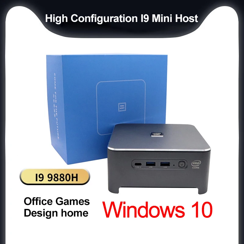 

Мини ПК компьютер Windows 10 Intel Core i9 UHD Graphics 630 Настольный ПК игровой компьютер M.2 NVMe SSD 2 * DDR4 PCIE DP порт 4K Type-C