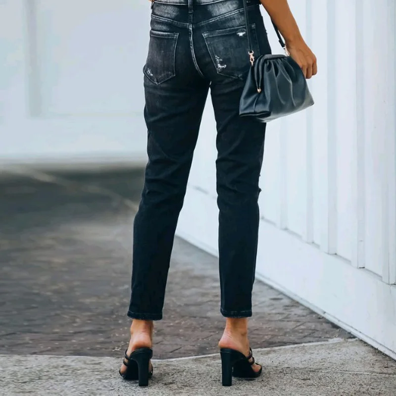 

High Waist Stretch Skinny Denim Jeans Streetwear Jeans Fashion Skinny Pockets Trousers Plus Size Casual Vintage Pants