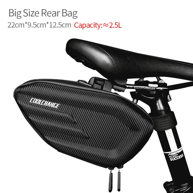 Big Black Bike Bag CoolChange велосипедная седельная сумка, водонепроницаемая велосипедная задняя Сумка, Противоударная велосипедная задняя седельная сумка, светоотражающая велосипедная сумка MTB - Цвет: Big Black Bike Bag
