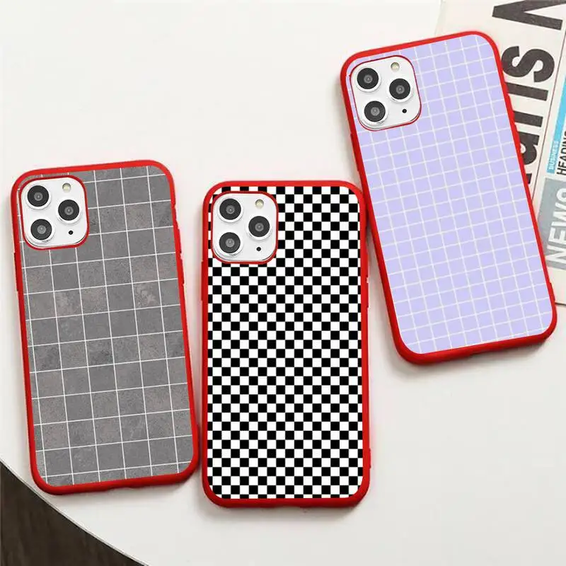 

Checkerboard Plaid Phone Case Candy Color for iPhone 6 6S 7 8 11 12 XS X SE 2020 XR mini pro Plus MAX mobile bags Funda Coque