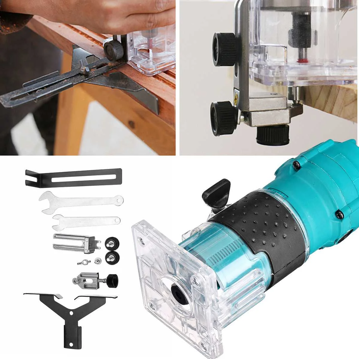 

220V 1200W Woodworking Electric Trimmer 35000r/min Wood Milling Slotting Trimming Machine Hand Carving Machine Power Tools Kit