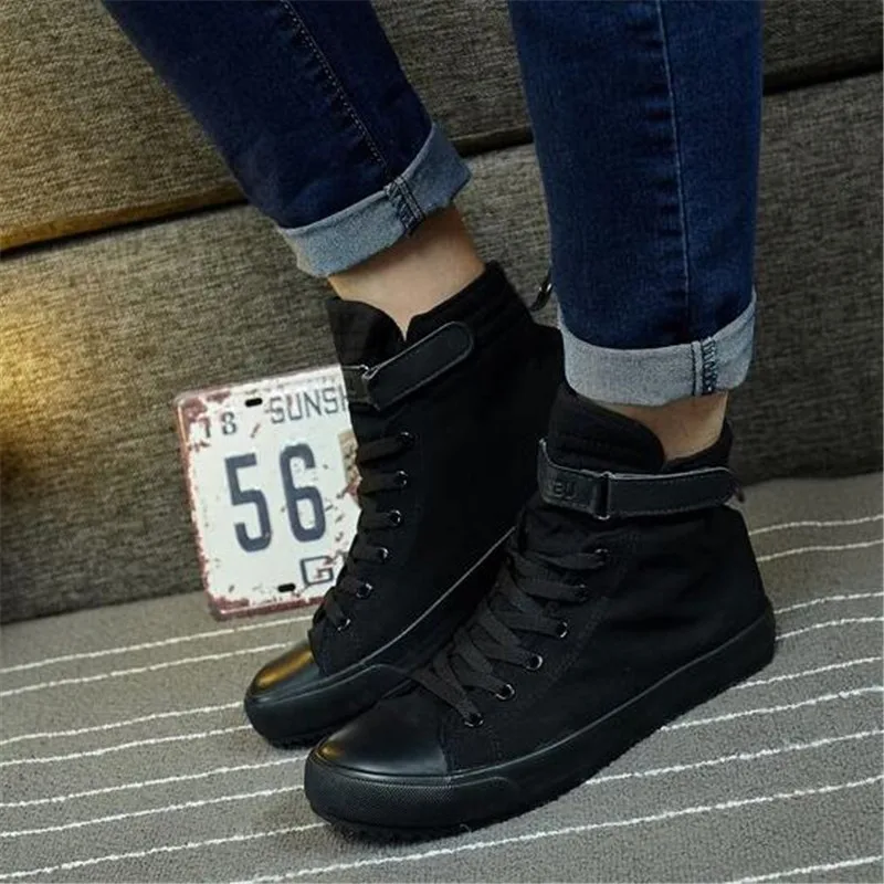 Скрытые увеличенные зимние теплые высокие кроссовки мужские парусиновая обувь