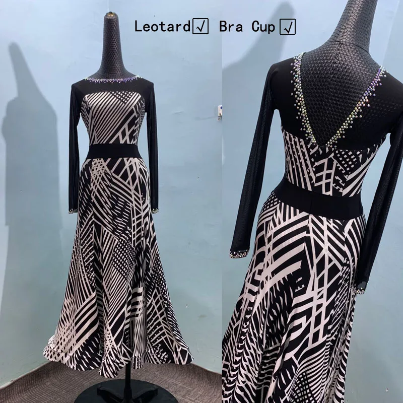 Костюм женский для бальных танцев бальное платье с длинным рукавом вальса и