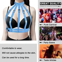 sexy fashion bule pu leather chest cage bra for women punk body harness top rave clothes festival exotic accessories goth girl