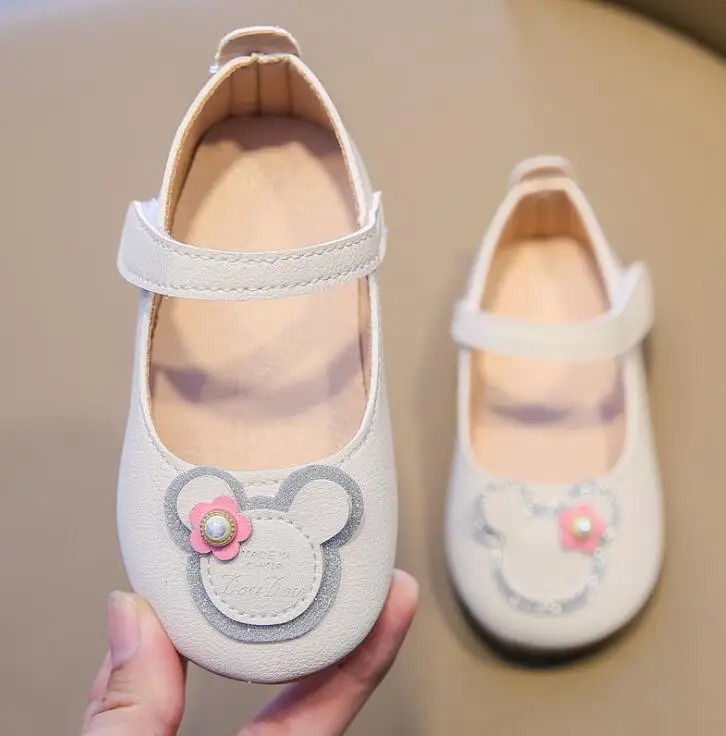 Детские кожаные туфли Disney кроссовки на плоской подошве для девочек с