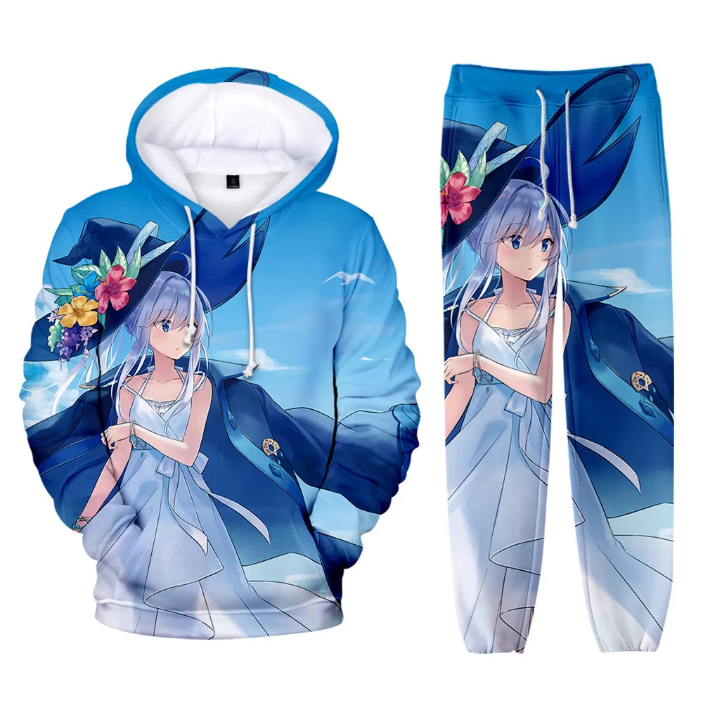 

2021 3D Print Witch's Journey Hip hop Long-sleeved Hooded 2Pcs Women/Men Autumn Tracksuit 3D Hoodies High Quality Pants