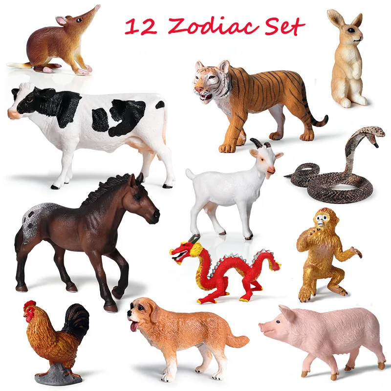 

Children Cognitive Simulation Animal Model Toy Set Zodiac Rat Ox Tiger Rabbit Dragon Snake Horse Sheep Monkey Chicken Dog Pig