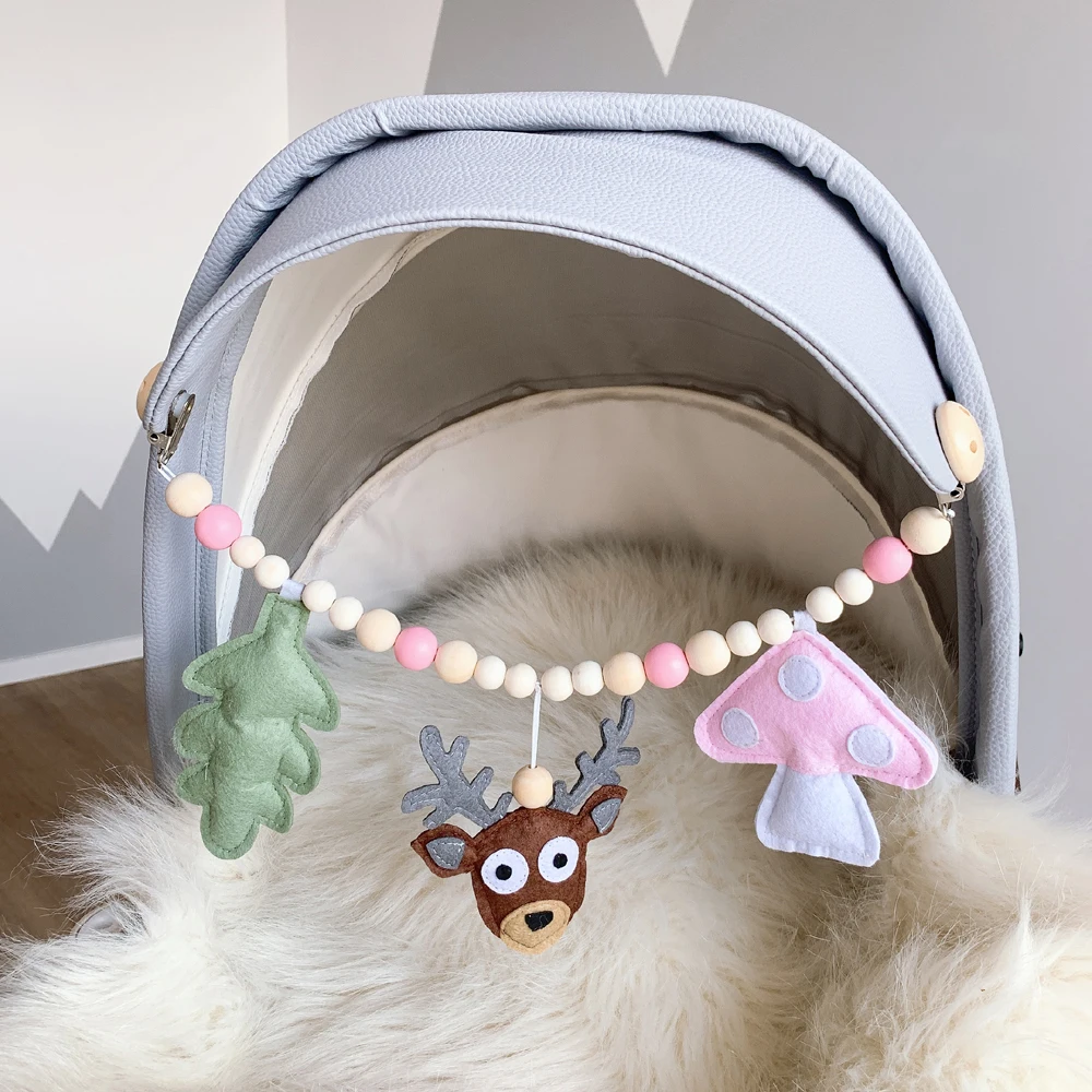 Nordic Wooden Baby Bracelet Pram Clip Kids Bed Hanging Rattles Toy Pacifier Chain Nursery Baby Bedroom Decoration Christmas Gift