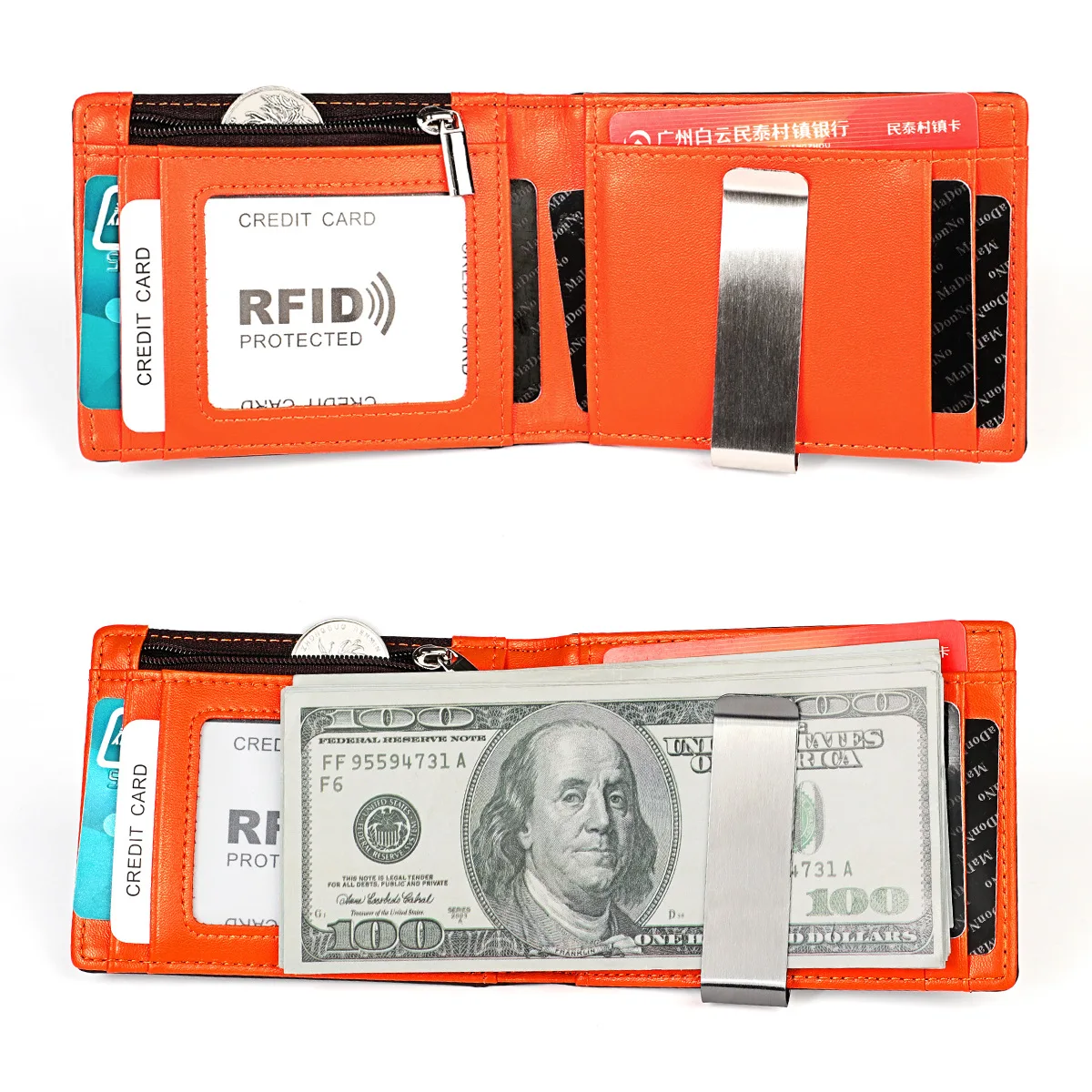 Baellerry мужской RFID натуральная кожа зажим для денег карта кошелек монета карман тонкий двойные денежный зажим держатель для денег мужской тонкий кошелек RFID