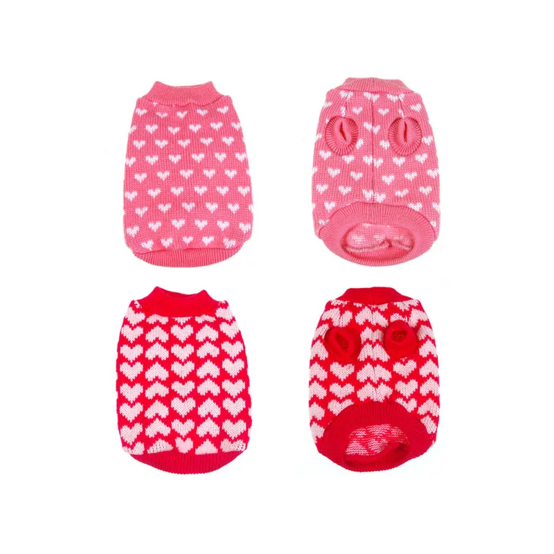 Свитер для собак с сердечками одежда домашних животных теплые вязаные топы