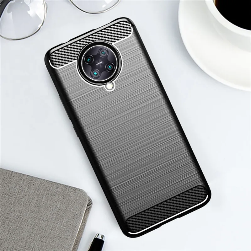 Противоударный чехол из углеродного волокна для Xiaomi Poco f2 pro мягкий силиконовый
