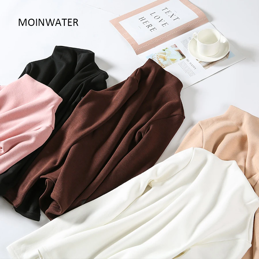 MOINWATER женская простая Базовая футболка с длинным рукавом женские эластичные топы