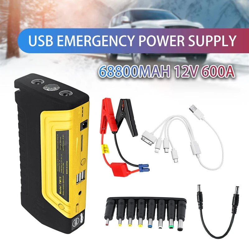 

Car Emergency Start Energy Storage System LED Dual USB Car Jump Starter Booster Portable Power Bank Backup Charger Power Supply
