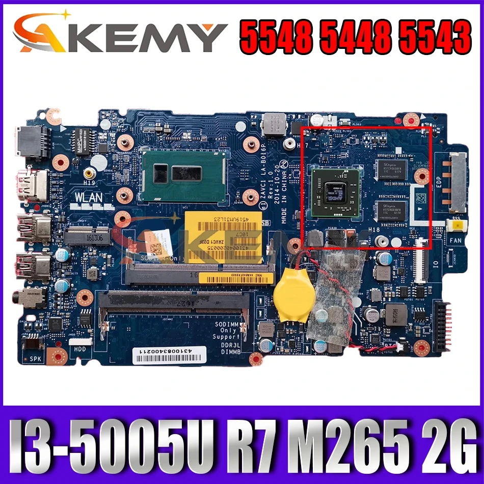 

Абсолютно Новый ZAVC1 LA-B016P для DELL inspiron 5548 5448 5543 Материнская плата ноутбука I3-5005U R7 M265 2G CN-0JGW4R JGW4R 100% тестирование