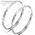 Большие серьги-кольца большого размера для женщин, ювелирное изделие из стерлингового серебра S925, круглые серьги 30405060 мм