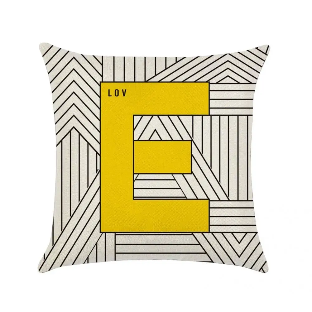 

Fashion Pillow Case Anti-shrink Lightweight Pillow Cover Yellow Love Letter Throw Cushion Case