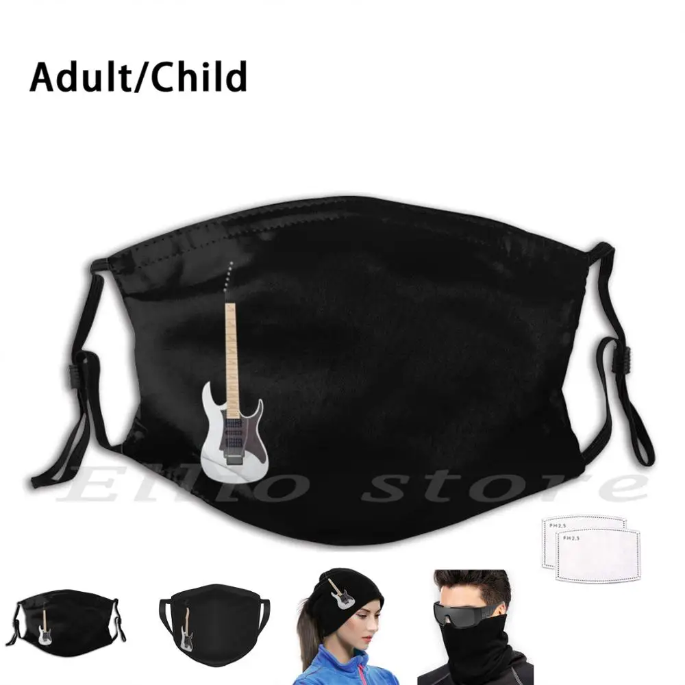 

Белая гитарная маска с фильтром Pm2.5, моющаяся гитара для взрослых и детей «сделай сам», электрогитара из жесткого металла, тяжелый металл, ги...