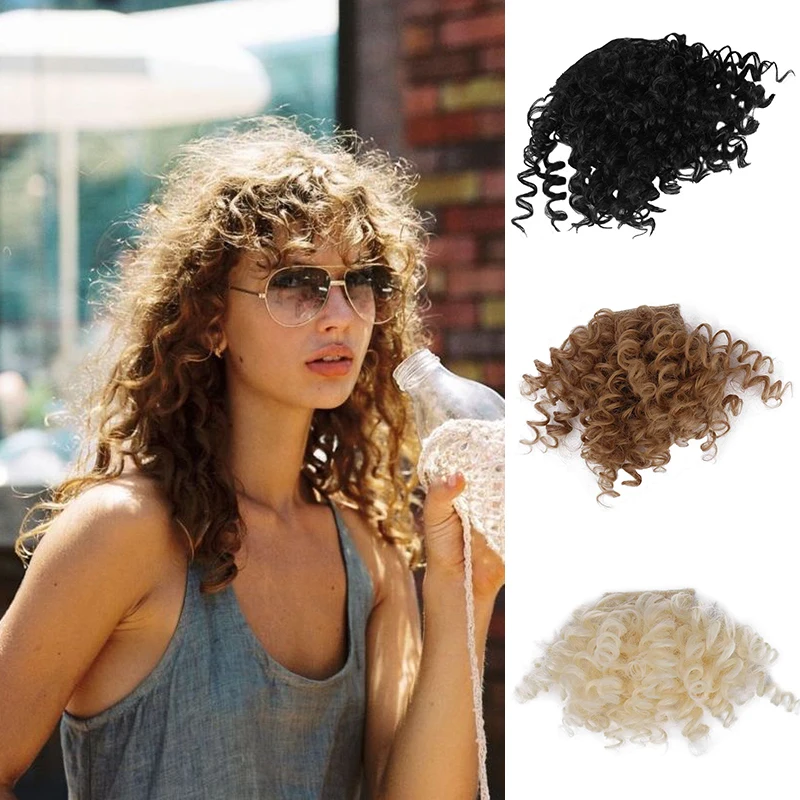 AILIADE Fake Fringe Kinky Curly Clip in Bangs Wig False Natural Hair Synthetic Pieces For Women | Шиньоны и парики